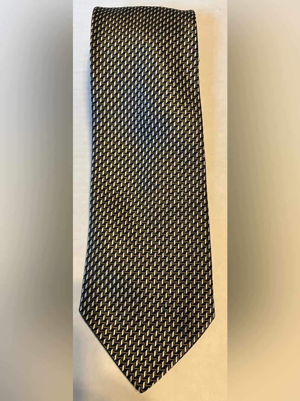 Men's Montebello Black and White Geometric Woven Tie
